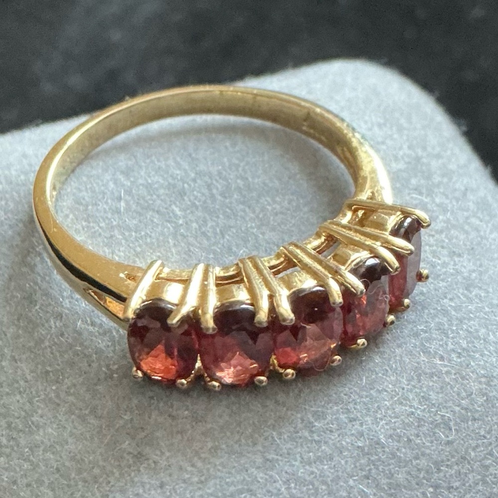 Garnet, gold-plated cocktail ring .925, size 10 - 10.5 - Picture 2 of 8